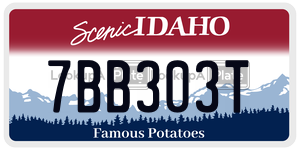 7BB303T  license plate in ID