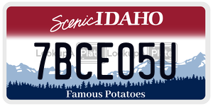 7BCE05U  license plate in ID