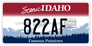 822AF  license plate in ID