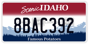 8BAC392 license plate in Idaho