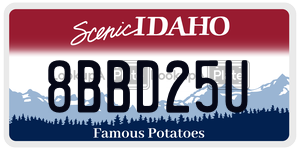 8BBD25U  license plate in ID