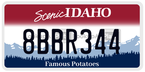8BBR344  license plate in ID