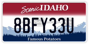 8BFY33U  license plate in ID
