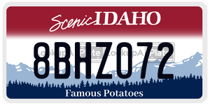 8BHZ072  license plate in ID