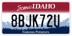 8BJK72U  license plate in ID