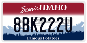8BK222U  license plate in ID