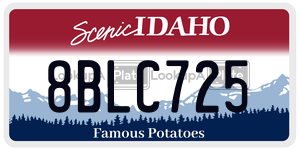 8BLC725  license plate in ID