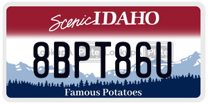 8BPT86U  license plate in ID