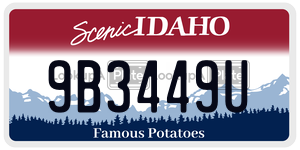 9B3449U  license plate in ID