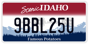 9BBL25U  license plate in ID
