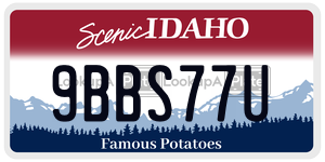 9BBS77U  license plate in ID