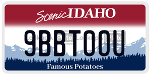 9BBT00U  license plate in ID