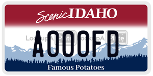 A000FD  license plate in ID