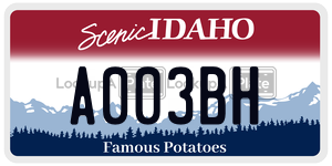 A003BH  license plate in ID