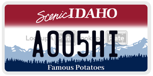 A005HI  license plate in ID