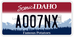 A007NX  license plate in ID