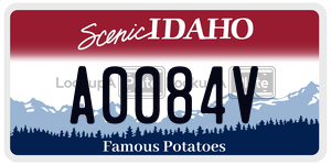 A0084V  license plate in ID