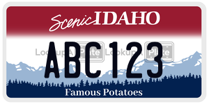 ABC123  license plate in ID