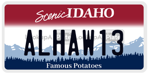 ALHAW13  license plate in ID
