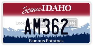 AM362  license plate in ID