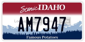 AM7947  license plate in ID