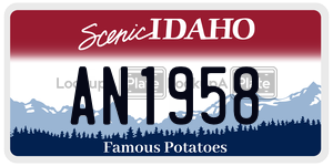 AN1958  license plate in ID