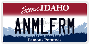 ANMLFRM  license plate in ID