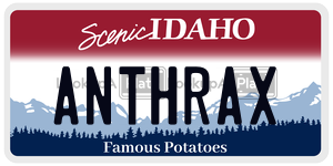 ANTHRAX  license plate in ID