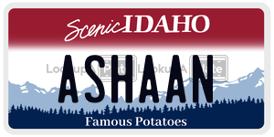 ASHAAN  license plate in ID