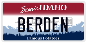 BERDEN  license plate in ID