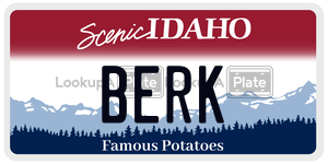 BERK  license plate in ID