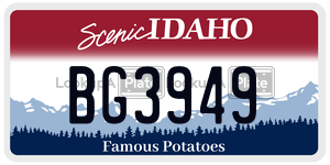 BG3949  license plate in ID