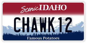CHAWK12  license plate in ID
