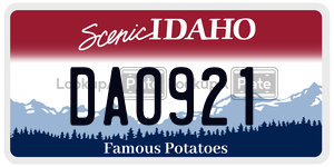 DA0921  license plate in ID