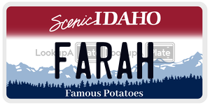 FARAH  license plate in ID