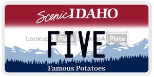 FIVE  license plate in ID