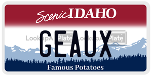 GEAUX  license plate in ID