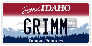 GRIMM  license plate in ID