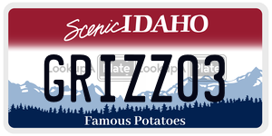 GRIZZ03  license plate in ID
