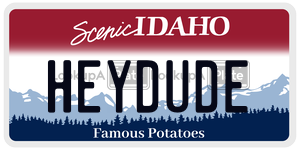 HEYDUDE  license plate in ID
