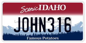JOHN316  license plate in ID