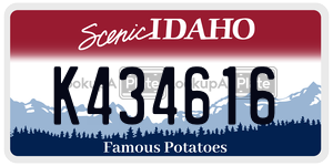 K434616 license plate in Idaho
