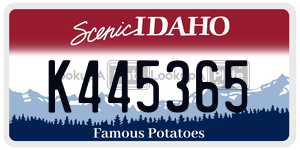 K445365  license plate in ID