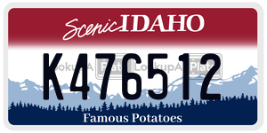 K476512 license plate in Idaho