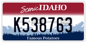 K538763  license plate in ID