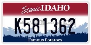 K581362  license plate in ID