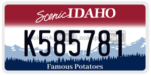 K585781  license plate in ID