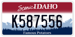 K587556  license plate in ID