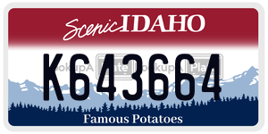 K643664  license plate in ID
