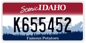K655452  license plate in ID